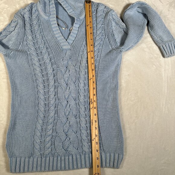Tommy Bahama Sweater Women Size S Blue Cable Knit Pullover Hooded Long Sleeve - Picture 7 of 8
